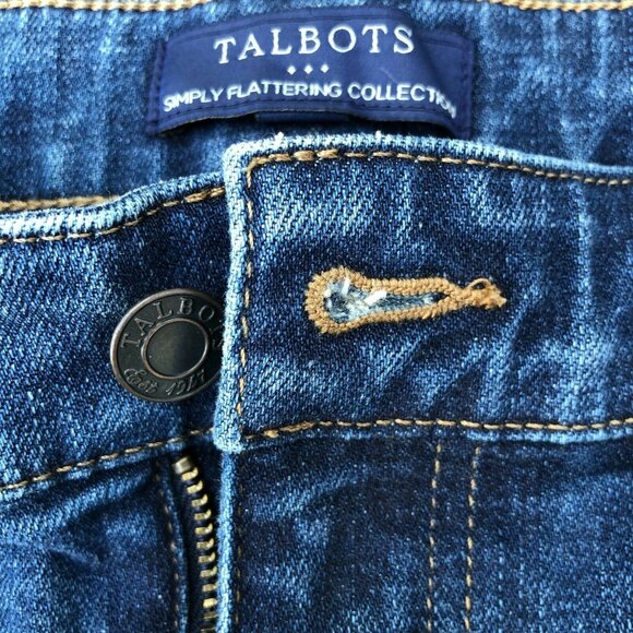 Talbots Bermuda Jean Shorts Dark Wash Womens 34" Waist Distressed Simply Flatter - Picture 7 of 7